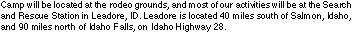 Camp will be located at the rodeo grounds, and most of our acti