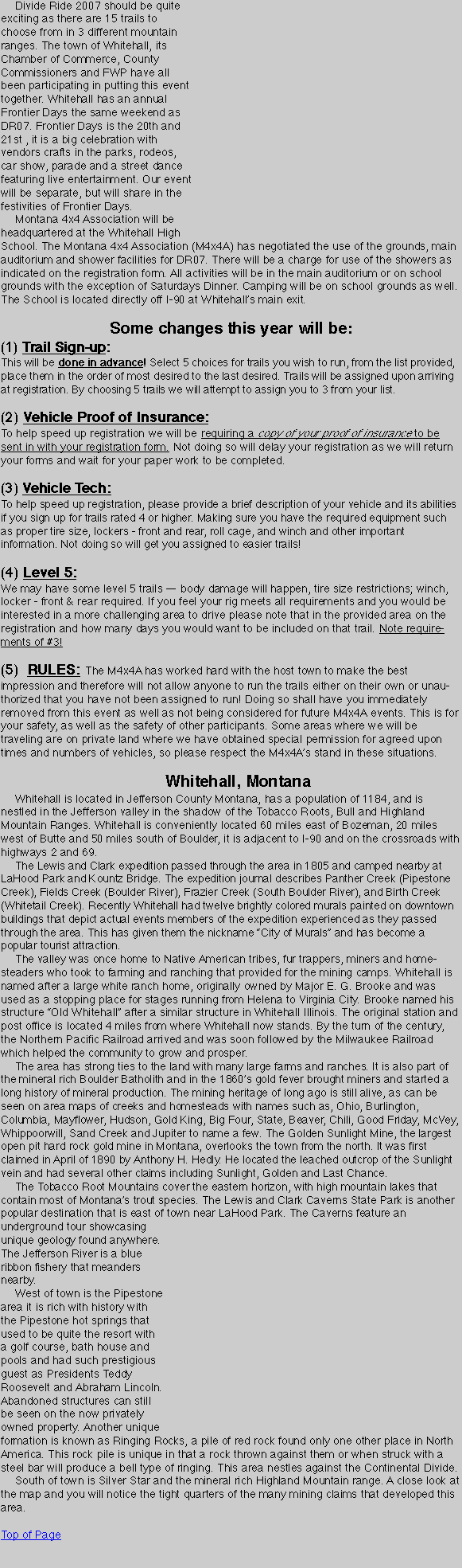 Divide Ride 2007 should be quite exciting as there are 15 trail