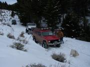 Brian and Joe had to daisy chain to get enough weight to pull the truck around and out of the hole.