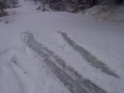 Hmmm.. a wee bit icy under that powder?  Time to turn around..
