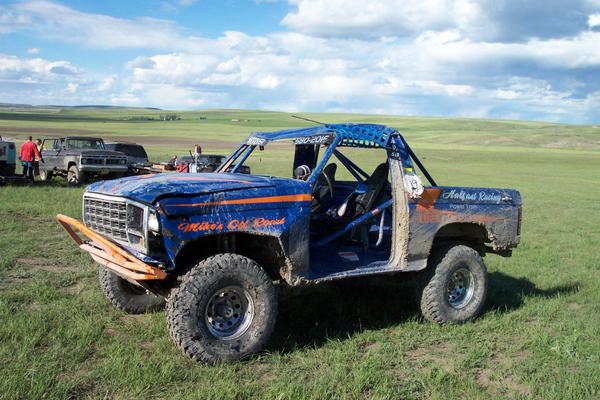 Mike \"Half Ast Racing\" Nunn\'s Bronco after a rollover during the baja