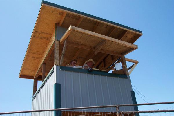 Blair Howze taking a turn in the announcer's booth