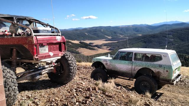 Mike Kelly's Bronco buggy and Tom's Scout II on top of Blizzard