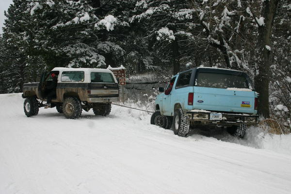 Mike Woodall gives Nick a helping strap out of the ditch