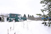 Ben's Unimog draggin the Scout up the hill