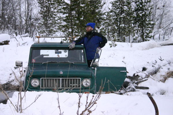 Tom awaits help in the form of wire rope and a Warn winch attached to a HEAVY Unimog