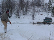Bryan Lewis supervises the Scout-winching operation