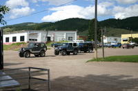 The first rigs arrive at 5:30pm after a parade through town