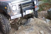 Tom wanted to go over the larger of the two rocks, but something solid kept hitting, so plan B - go over the smaller rock - was 