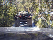 Finally! On the trail!
Doug and Janet Herold following the Hybrid, then Doug Misko's Bronco, a slew of others, with Mike Kelly 