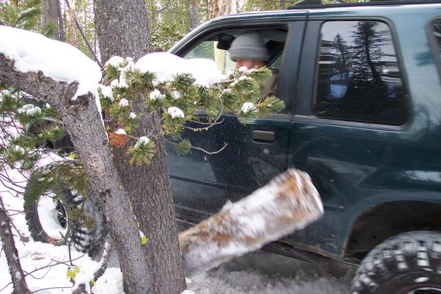 Chris kicked this log up, but never hit his Explorer