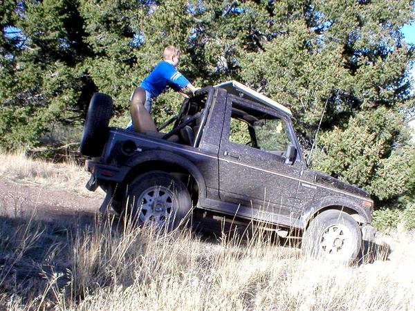 My son Eric acting as balast on a slightly off-camber hill