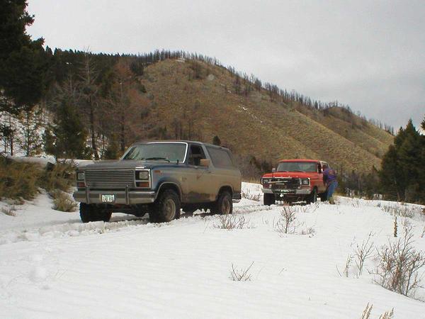 P3150051 - Doug's and Don's Broncos anxiously awaiting trail progress...