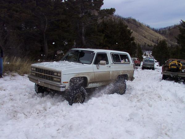 Is the Blazer stuck?  Look at the snow he's throwing..