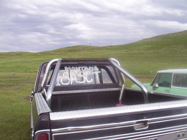 Chris Brown's decorated Ford after beating a Scout in the drags.
