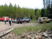 Group rest stop at the lake down Indian Creek Rd. Time to let the dogs (Auggie and Josephine Herold, and Bubba and Bronco Kelly)